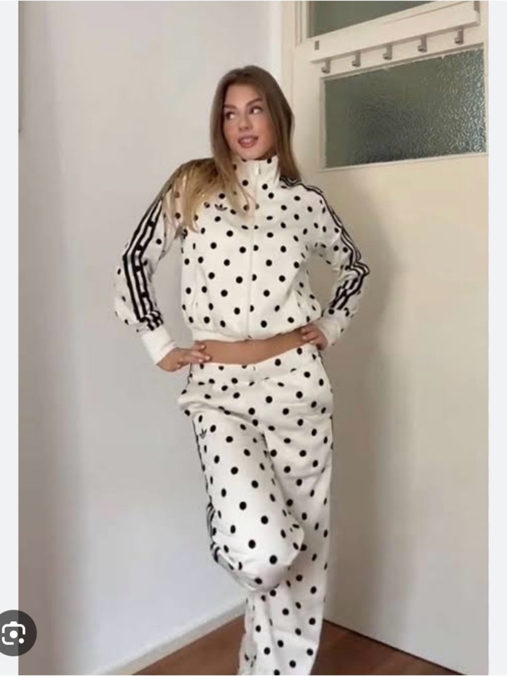 NWT Adidas Polka Dot SET - Shorts, Jacket, Pants sz. Small - Picture 2 of 4